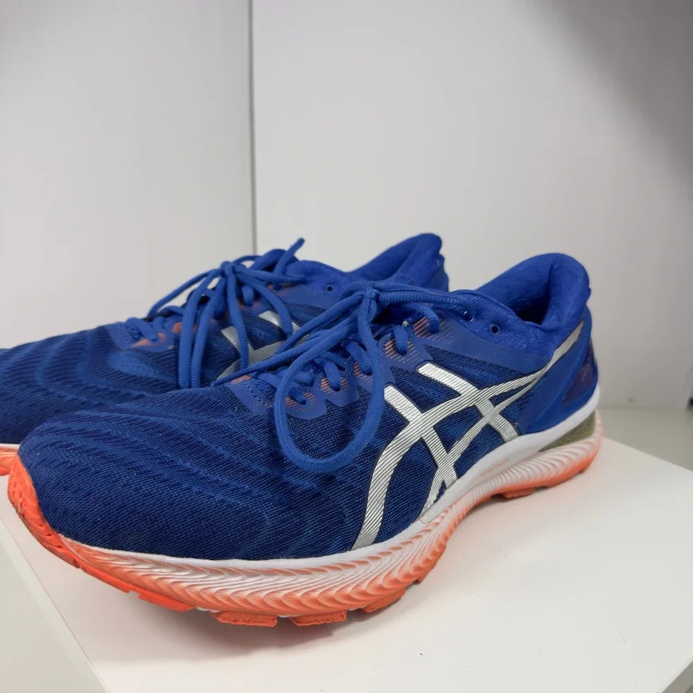 ASICS Gel-Nimbus 22 Men Size 14 Blue Silver Running Shoes 1011A680 Low Top